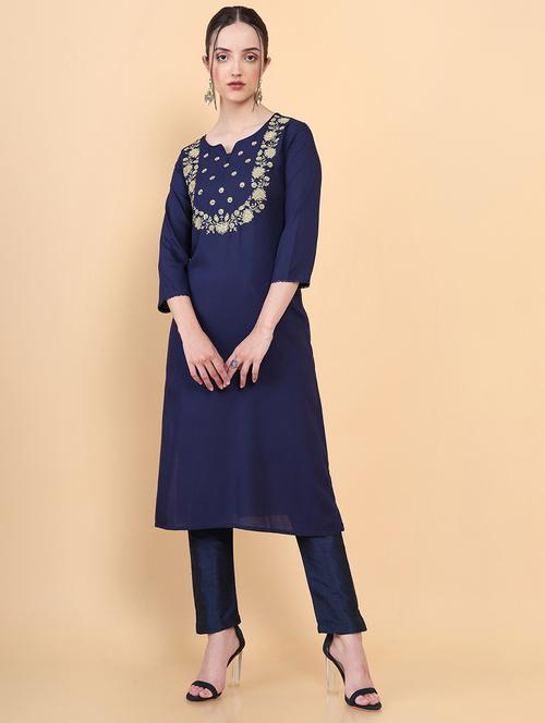 women's straight kurta - 18932403 - Very Small Image - 1