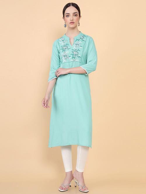 women's straight kurta - 18932413 - Very Small Image - 1