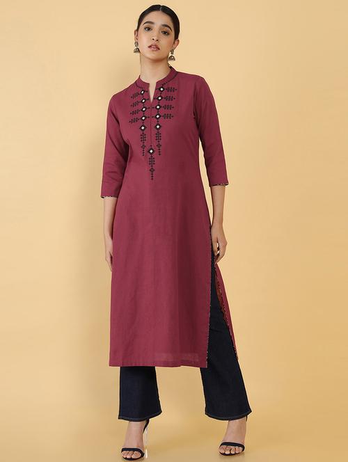 women's straight kurta - 18932415 - Very Small Image - 1
