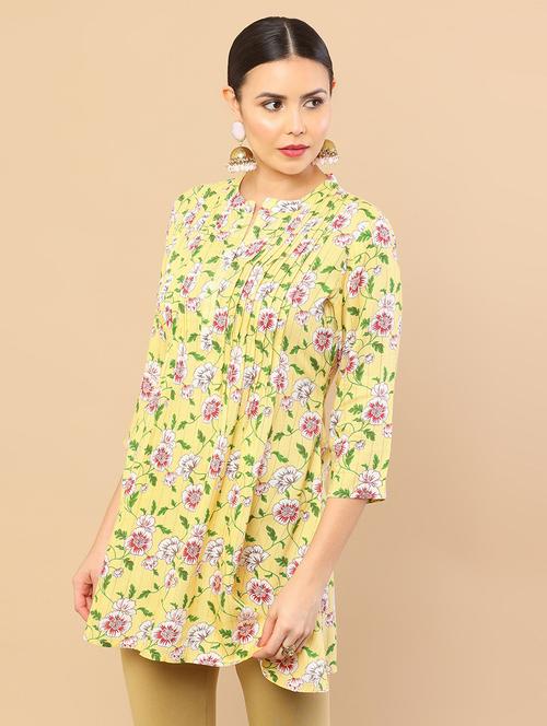 yellow printed a-line tunic - 18932480 - Very Small Image - 1