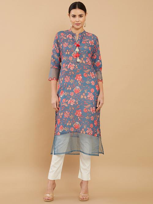 women's straight kurta - 18932618 - Very Small Image - 1