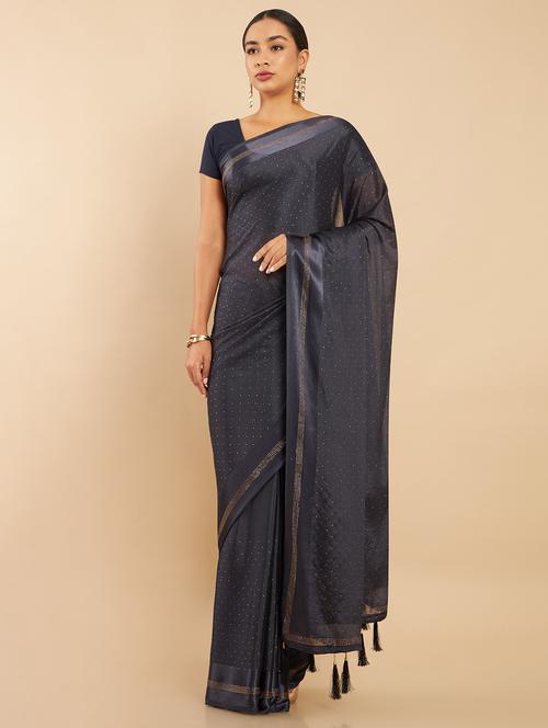 grey chiffon jamdani saree with blouse - 18932792 - Very Small Image - 1