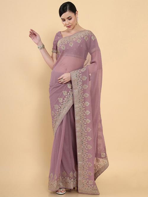 women's embroidered saree - 18932904 - Very Small Image - 1