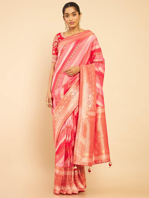 orange silk jamdani saree - 18932921 - Very Small Image - 1