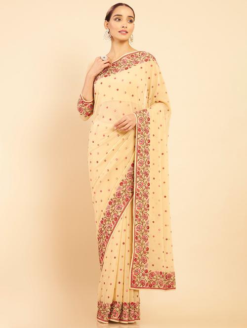 women's embroidered saree - 18932959 - Very Small Image - 1