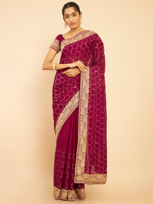 women's self design maroon colored saree - 18932970 - Very Small Image - 1