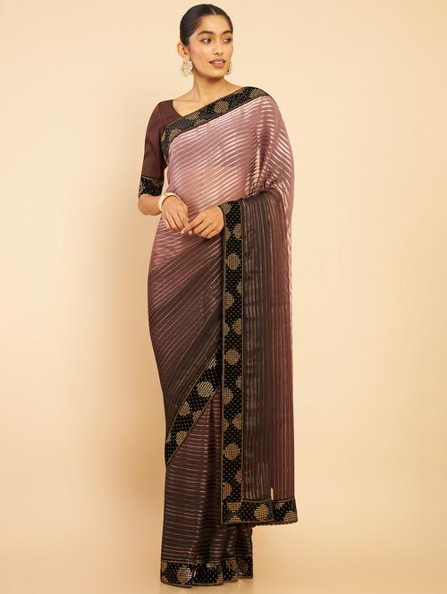 women's ombre purple colored saree - 18933000 - Very Small Image - 1