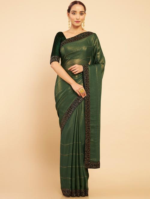 women's bordered royal blue colored saree with blouse - 18933002 - Very Small Image - 1