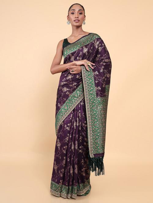 women's self design purple colored saree - 18933074 - Very Small Image - 1