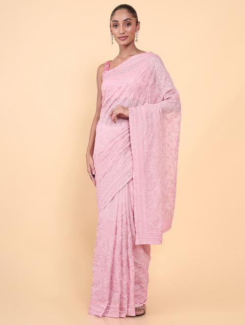 women's embroidered saree with blouse - 18933120 - Very Small Image - 1