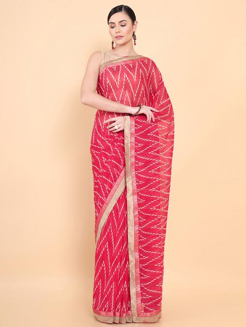red georgette jamdani saree - 18933179 - Very Small Image - 1