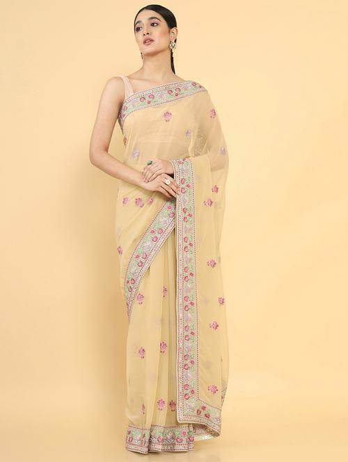 floral designed printed saree with blouse - 18933201 - Very Small Image - 1
