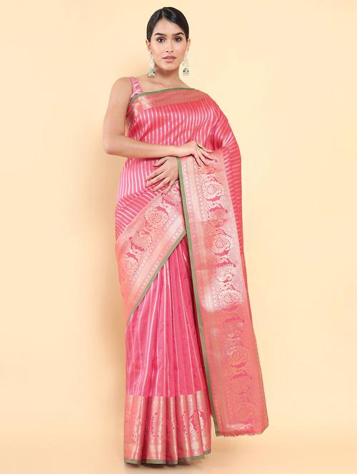 pink silk jamdani saree - 18933210 - Very Small Image - 1