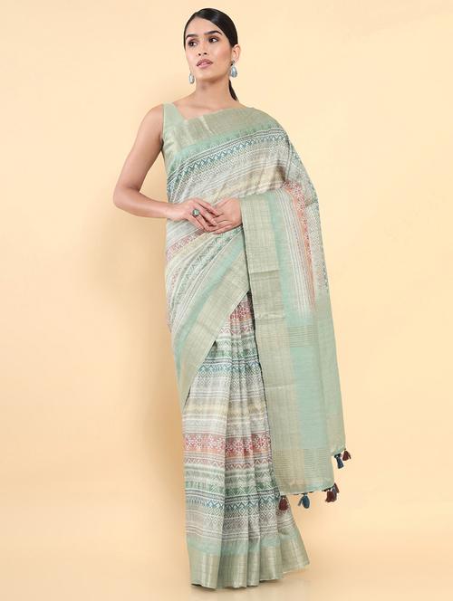 zari bordered printed saree - 18933227 - Very Small Image - 1