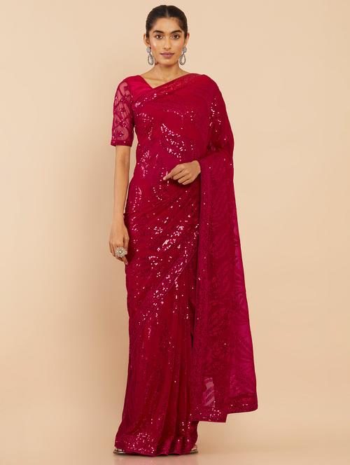 women's embroidered saree with blouse - 18933277 - Very Small Image - 1