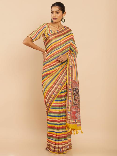 multi colored jamdani saree with blouse - 18933297 - Very Small Image - 1