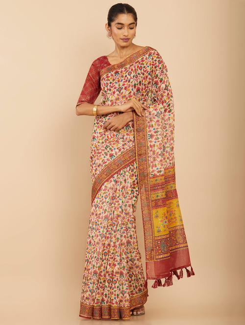 multi colored jamdani saree with blouse - 18933298 - Very Small Image - 1