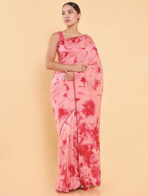 pink jamdani saree with blouse - 18933401 - Very Small Image - 1