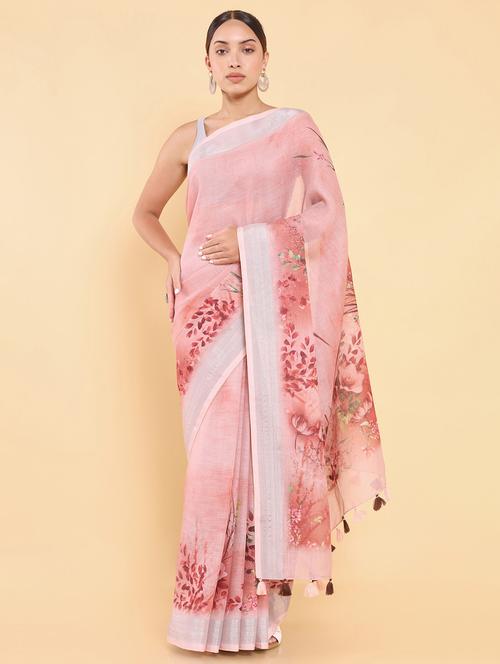 pink jamdani saree with blouse - 18933410 - Very Small Image - 1