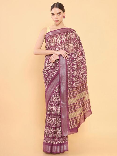 women's bordered rust colored saree with blouse - 18933466 - Very Small Image - 1