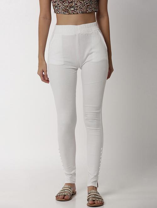 white cotton leggings - 18934821 - Very Small Image - 1