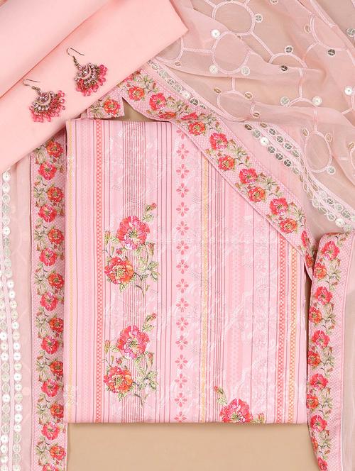 women pink floral printed unstitched suits - 18934840 - Very Small Image - 1