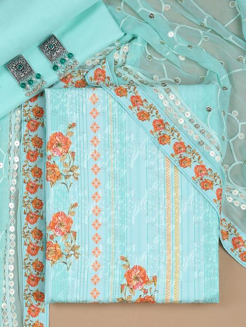 women light blue floral printed unstitched suits - 18934841 - Very Small Image - 1
