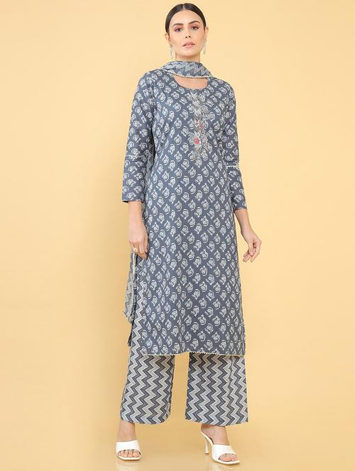 multi coloured embroidered salwar unstitched suit - 18934951 - Very Small Image - 1