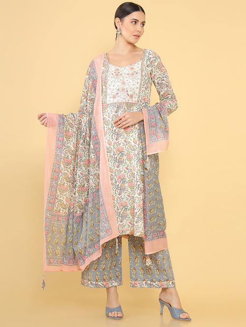 multi coloured embroidered salwar unstitched suit - 18934953 - Very Small Image - 1