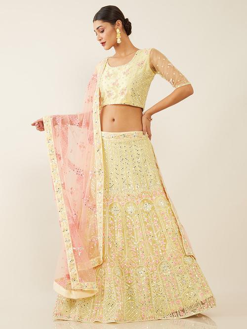 yellow coloured embroidered salwar unstitched suit - 18934999 - Very Small Image - 1