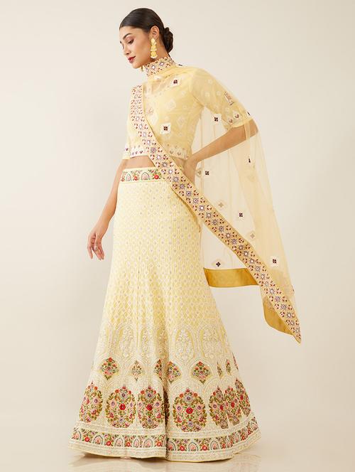 yellow coloured embroidered salwar unstitched suit - 18935001 - Very Small Image - 1