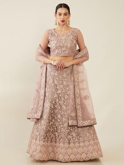 purple coloured embroidered salwar unstitched suit - 18935015 - Very Small Image - 1