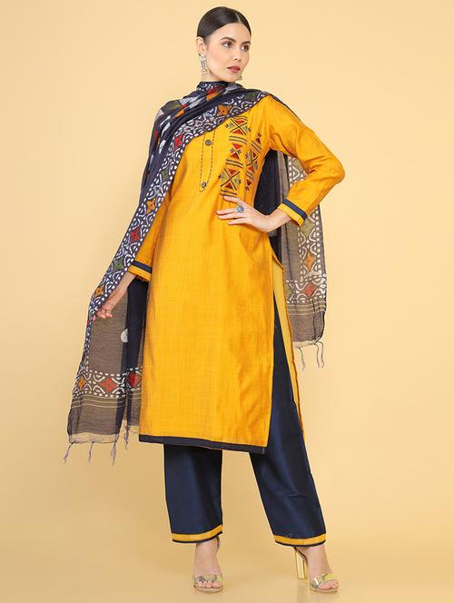 multi coloured embroidered salwar unstitched suit - 18935050 - Very Small Image - 1