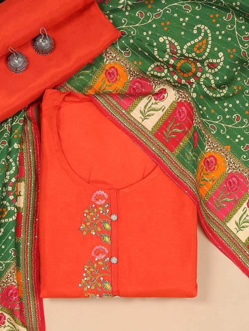 women embroidered unstitched suit set - 18935066 - Very Small Image - 1