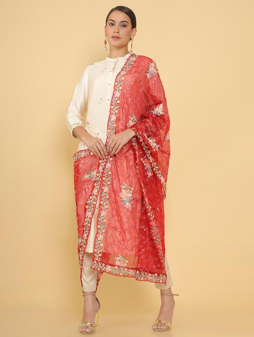 maroon embroidered dupatta - 18935082 - Very Small Image - 1
