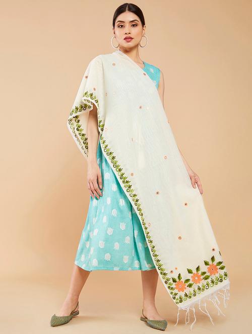 off-white embroidered dupatta - 18935113 - Very Small Image - 1