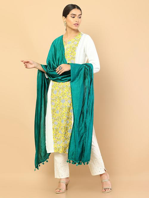 turquoise silk dupatta - 18935115 - Very Small Image - 1