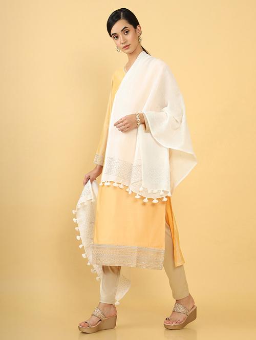 white linen dupatta - 18935153 - Very Small Image - 1