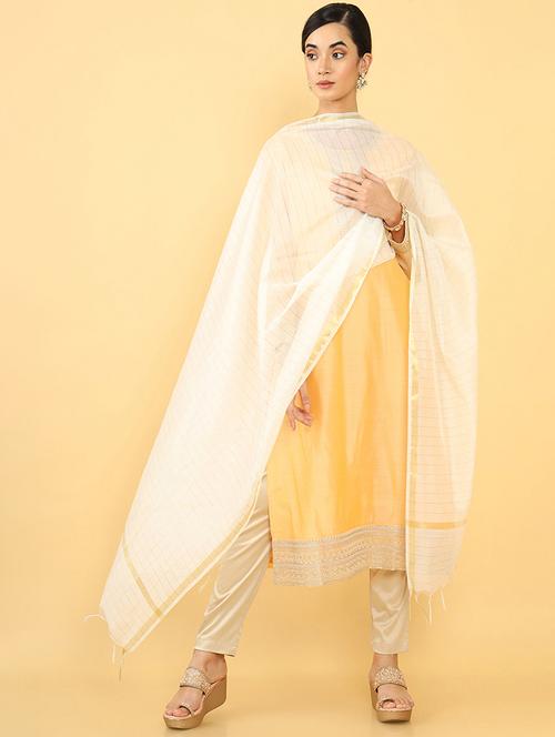 white chanderi dupatta - 18935167 - Very Small Image - 1