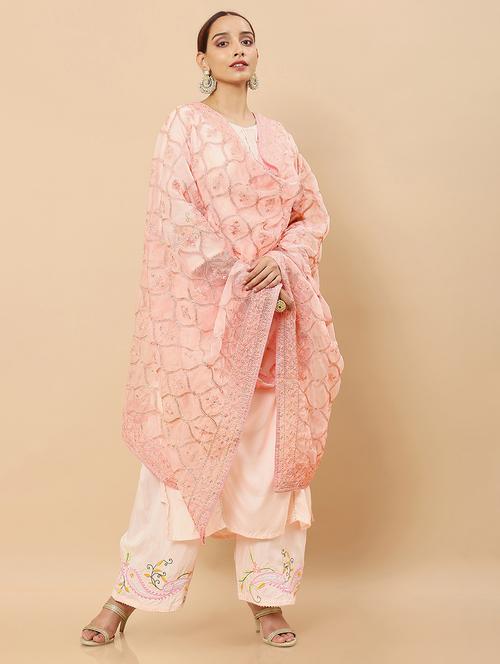 pink floral embroidered dupatta - 18935189 - Very Small Image - 1