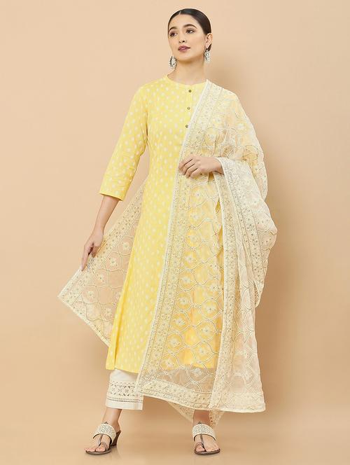 off-white self design dupatta - 18935190 - Very Small Image - 1
