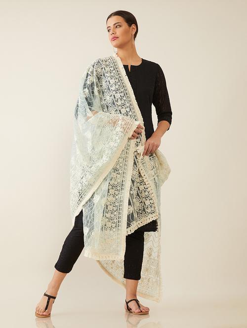 offwhite crepe dupatta - 18935204 - Very Small Image - 1