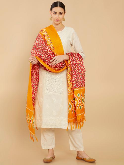 red printed dupatta - 18935208 - Very Small Image - 1