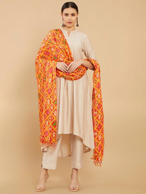 mustard bandhani dupatta - 18935219 - Very Small Image - 1