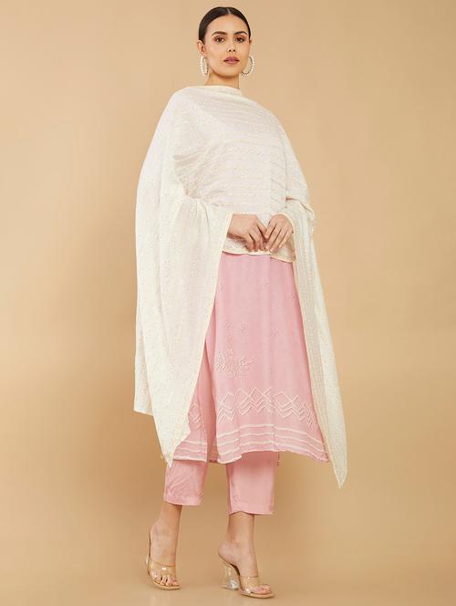 offwhite chanderi dupatta - 18935227 - Very Small Image - 1