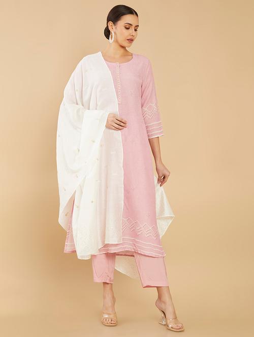 offwhite chanderi dupatta - 18935232 - Very Small Image - 1