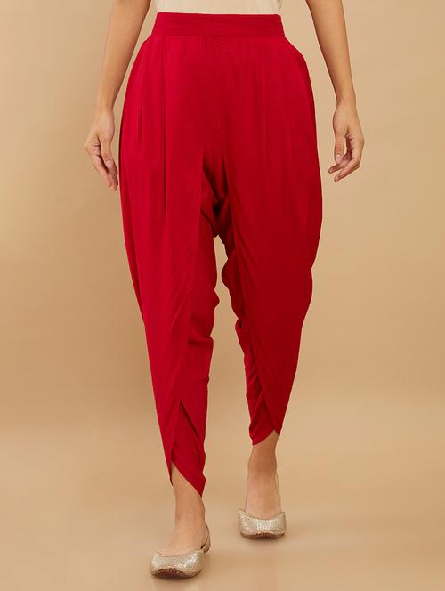 maroon silk blend straight tapered pant - 18935277 - Very Small Image - 1