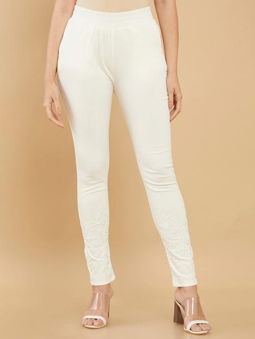 white silk blend straight tapered pant - 18935278 - Very Small Image - 1