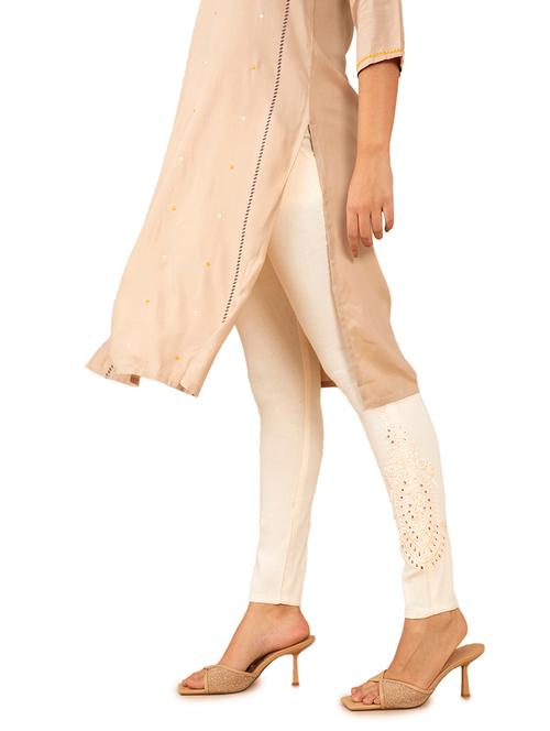offwhite viscose straight tapered pant - 18935291 - Very Small Image - 1