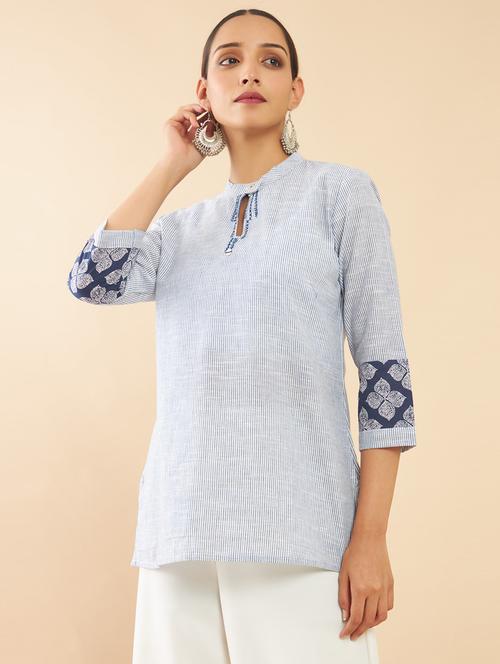 women three quarter sleeve a-line tunic - 18935293 - Very Small Image - 1